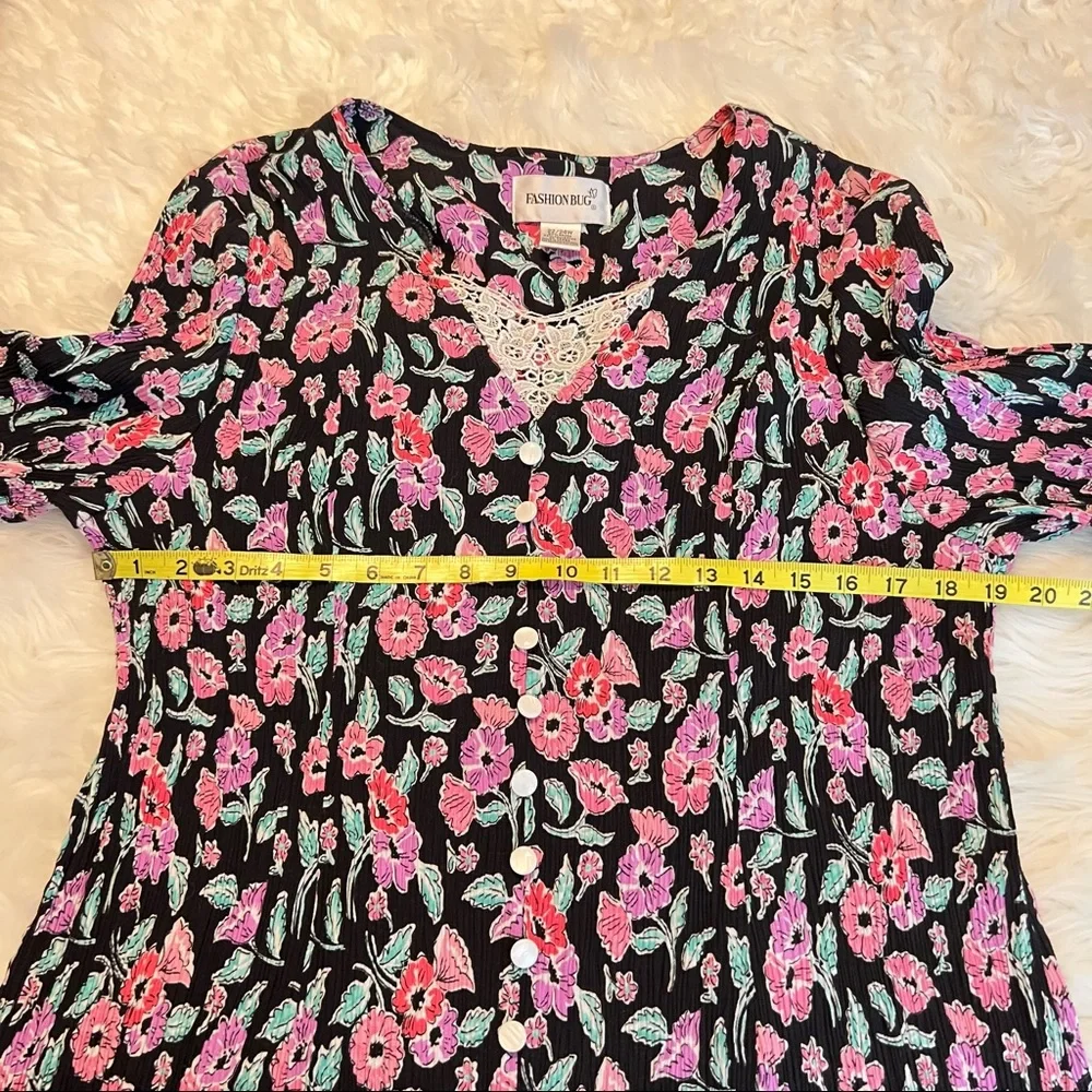 Vintage Fashion Bug Long Floral Dress with Corset Tie Back Size 22/24 cottage - Picture 9 of 15